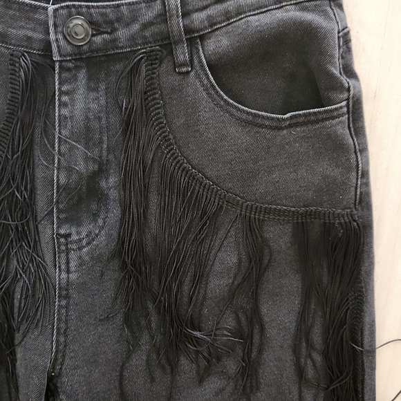 NWT Blue B Fringe Womens High Rise Straight Leg Black Denim Jeans Pants Size L - Picture 9 of 14